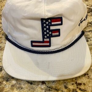 American Flag Embroidered White Cap